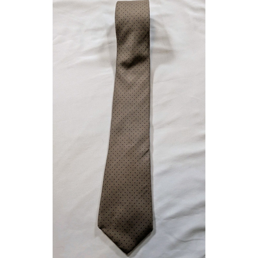 Vintage Bert Pulitzer Mens Silk Necktie Tan Brown Polka Dot USA